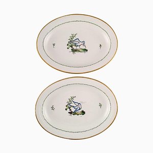 Large Oval Royal Copenhagen Serving Dishes in Hand-Painted Porcelain, Set of 2