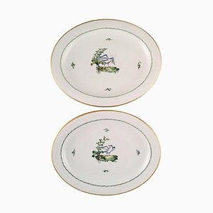 Grands Plateaux Ovales Royal Copenhagen en Porcelaine Peinte à la Main, Set de 2