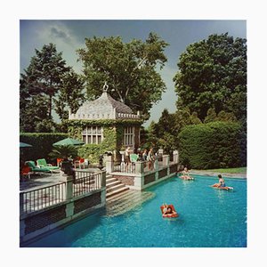 Family Pool C Print Framed in White by Slim Aarons