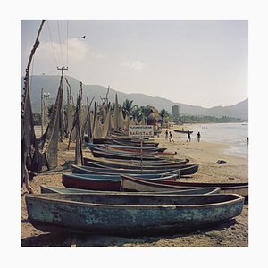 Fishing Boats Oversize C Print Framed in Black by Slim Aarons