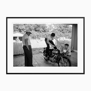 Elvis and His Harley Archival Pigment Print Framed in Black by Phillip Harrington