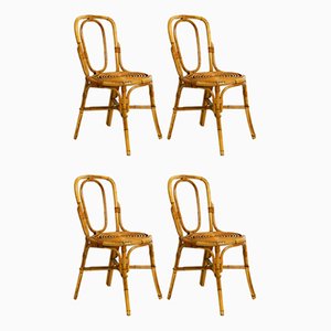 Chaises de Salon en Bambou, Italie, 1960s, Set de 4