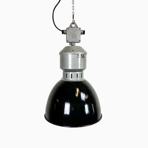 Vintage Industrial Black Enamel Pendant Lamp from Elektrosvit, 1960s
