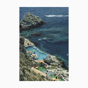 Hotel Taormina Pool Oversize C Print Framed in White by Slim Aarons