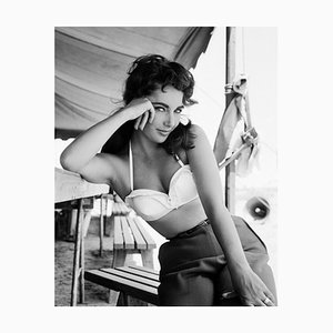 Liz Taylor on the Set of Giant Silver Gelatin Resin Print Framed in Black by Frank Worth