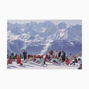 Sdraio in Verbier Oversize C Stampa bianco di Slim Aarons