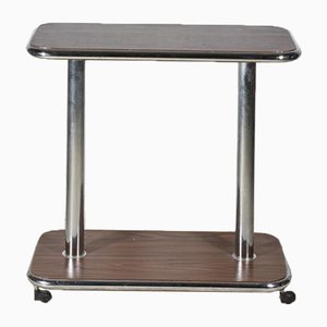 Italian Trolley Table in Wood and Chromed Steel, 1980s