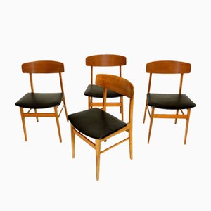 Teak & Beech Dining Chairs, 1960s, Set of 4