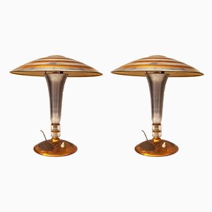 Lámparas de mesa italianas Art Déco, años 30. Juego de 2