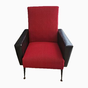 Vintage Sessel aus Stoff in Schwarz & Rot, 1960er