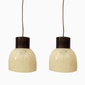 Murano Glass & Brass Ceiling Lamps by Carlo Scarpa for Venini, 1950s, Set of 2