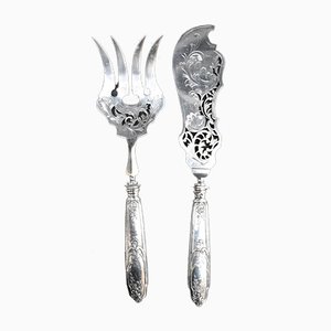 Antique Silver Fish Serving Cutlery from TD Métal Blanc, Set of 2