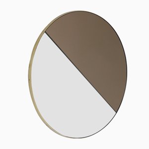 Orbis Dualis™ Mixed Tint Silver + Bronze Round Mirror with Brass Frame Small by Alguacil & Perkoff Ltd