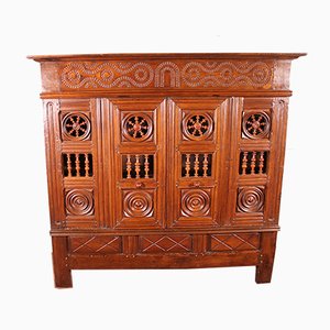 17th Century Breton Wardrobe or Cupboard in Oak Turning in Boxwood