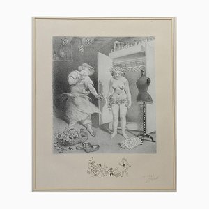 Lithographie Seven Deadly Sins Erotic Nude par Adolphe Willette, 1917