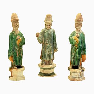 Antique Chinese Ming Period Terracotta Sculptures, Set of 3