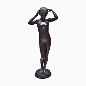 Escultura de bronce "Desnudo de mujer joven" de K. Gabriel, 1913