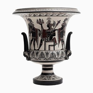 Cratere vintage in ceramica dipinto con scene pompeiane