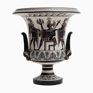 Krater vintage de cerámica pintado con escenas de Pompeya