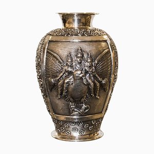 Colonial Age Oriental Silver Vase, 1900s