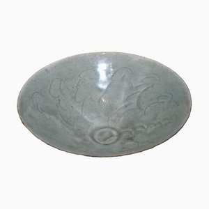 Antike Runde Sung Period Schale aus Steingut in Antiker Optik