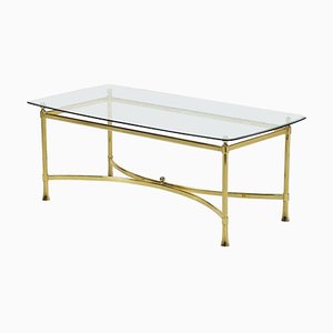 Vintage Golden Brass Coffee Table, Italy, 1950s