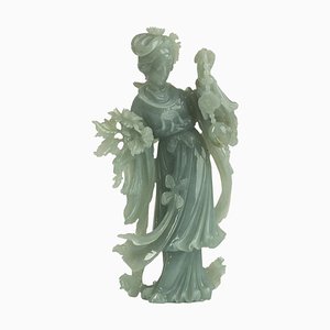 Vintage Chinese Jadeite Carving of a Standing Lady