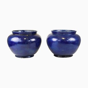 19th Century Blue Terracotta Vases, Set of 2