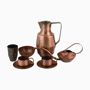 Vintage Copper Set by Eugen Zint, Germany, 1960s, Set of 8