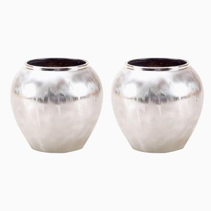 Vintage Ornamental Metal Ikora Vases by WMF, Set of 2