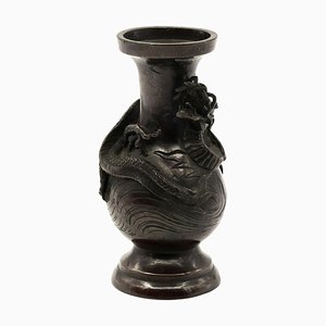 Vase Vintage en Bronze avec Dragon, Chine