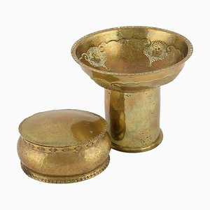 Vintage Art Deco German Brass Can and Bowl Set from Kupo, 1920s