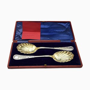 Couverts de Service en Argent, Angleterre, 19ème Siècle, Set de 2