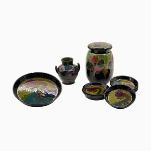 Set vintage in ceramica di Gouda Holland Porcelain, anni '20, set di 9