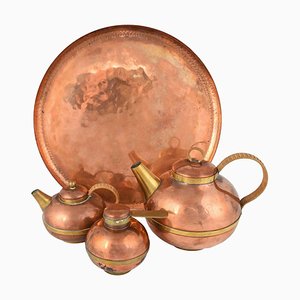 Vintage German Copper Coffee Set by Harald Buchrucker, 1950s, Set of 4