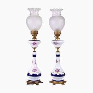 Lampade vintage in porcellana, Francia, set di 2