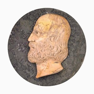 Bas-Relief Antique en Marbre avec Portrait de Giuseppe Garibaldi, Fin 19ème Siècle