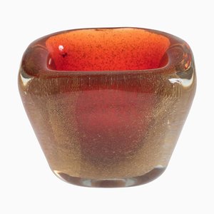 Vaso vintage in vetro di Murano arancione di Carlo Scarpa, anni '50