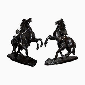 Escultura decorativa Original de caballo y carruaje de bronce del siglo XIX