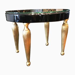 Ovaler Art Deco Beistelltisch mit Geriffelten Blattvergoldeten Beinen
