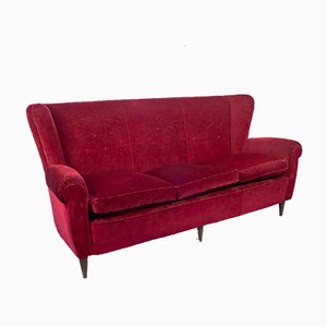 Vintage Red 3-Seat Sofa by Paolo Buffa, 1960s