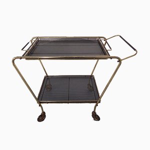 French Brass Tea Cart Attributed to Mathieu Matégot, 1950s