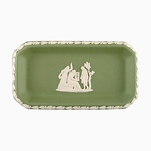 Small Dish in Green Stoneware with Classicist Scenes from Wedgwood, England, 1930s