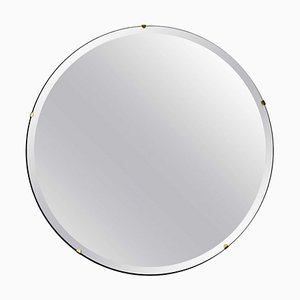 Orbis™ Bevelled Round Frameless Modernist Mirror with Brass Clips Small by Alguacil & Perkoff Ltd