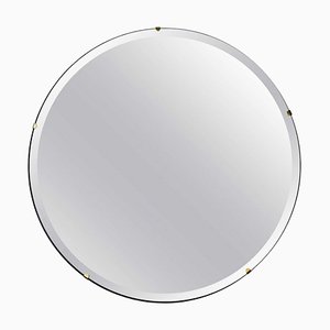 Orbis™ Bevelled Round Frameless Modernist Mirror with Brass Clips Large by Alguacil & Perkoff Ltd