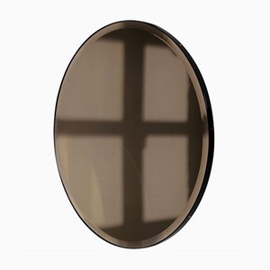 Orbis™ Bevelled Round Bronze Tinted Mirror with Black Metal Frame Small by Alguacil & Perkoff Ltd