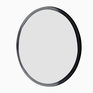 Orbis™ Bevelled Black Round Frameless Mirror with Faux Leather Backing Large by Alguacil & Perkoff Ltd