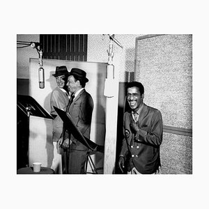 Rat Pack Recording Session Archival Pigment Print Framed in White by Michael Ochs Archive