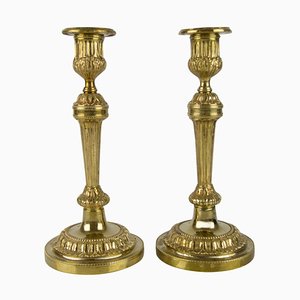 French Neoclassical Style Bronze Candlesticks 1920s, Set of 2