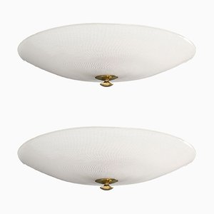 Reticello Ceiling Lamps from Venini, 1948, Set of 2